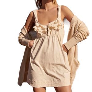 Free‎ People FP Beach Valley Mini Dress Size Large Cream Cotton Tank